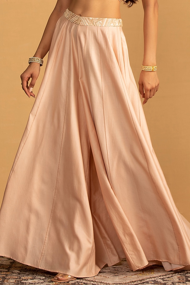 Peach Chanderi Palazzo Pant Set by Esha Koul at Pernia's Pop Up Shop