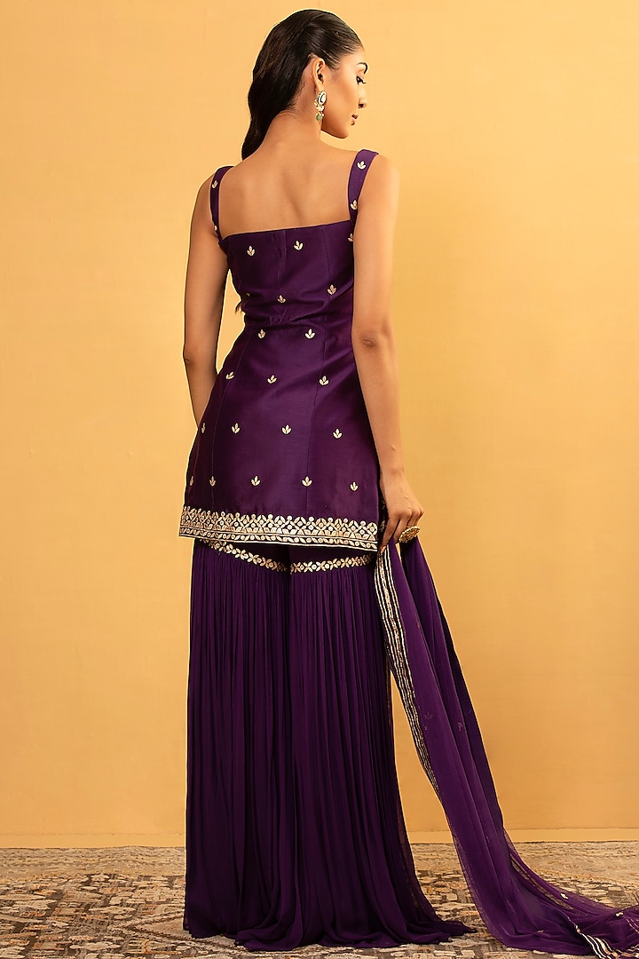 Purple Georgette Wedding Sharara Set by Esha Koul at Pernia's Pop Up Shop
