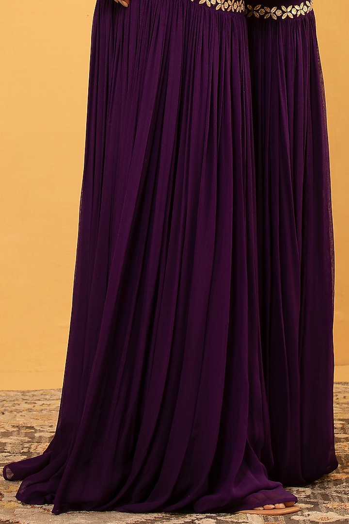 Purple Georgette Wedding Sharara Set by Esha Koul at Pernia's Pop Up Shop