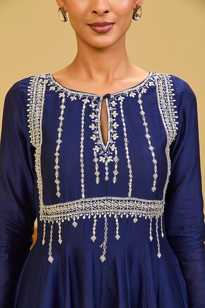 Blue Chanderi Sequin & Cutdana Embellishment Wedding Sharara Set by Esha Koul at Pernia's Pop Up Shop