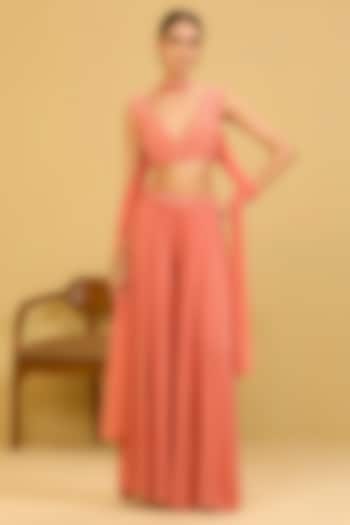 Pink Georgette Sequin Embellished Palazzo Pant Set by Esha Koul at Pernia's Pop Up Shop
