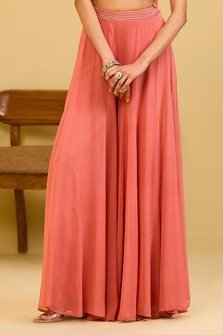Pink Georgette Sequin Embellished Palazzo Pant Set by Esha Koul at Pernia's Pop Up Shop