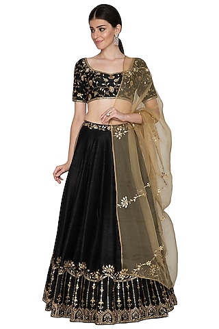 Black Embroidered Lehenga Set by Esha Koul