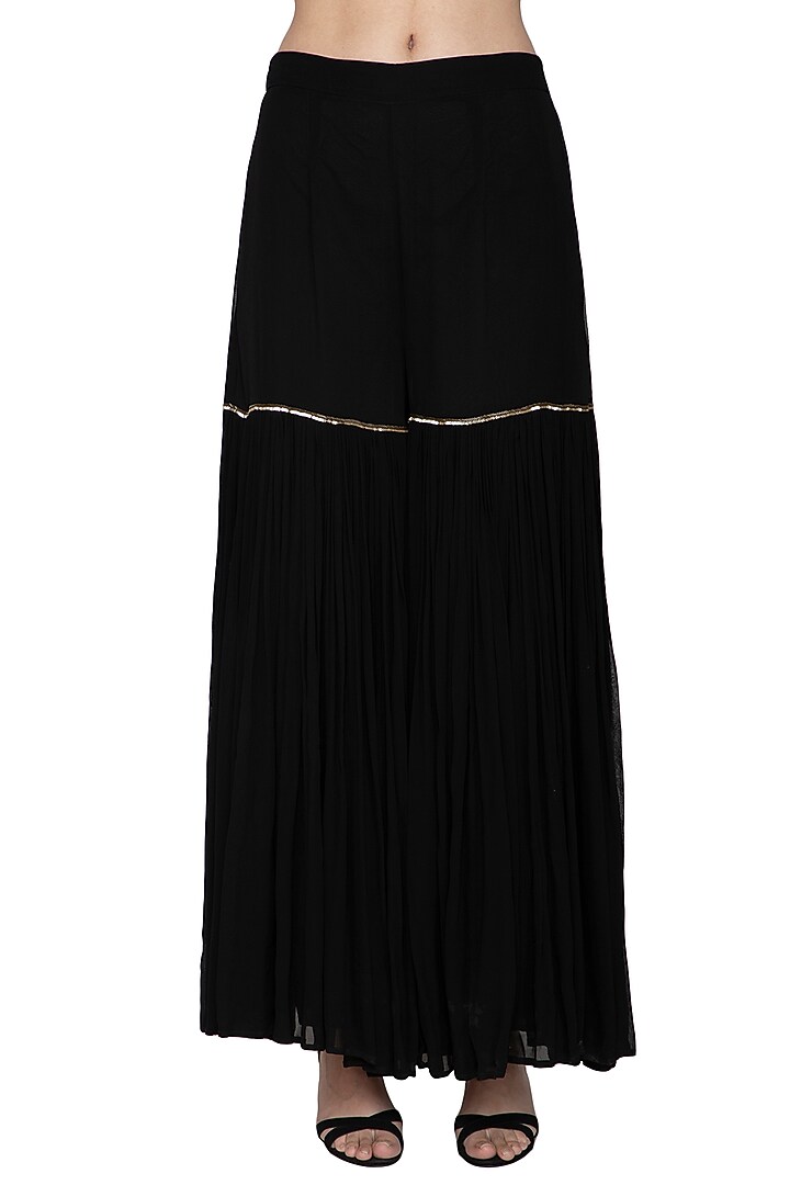 Black Embroidered Wedding Sharara Set by Esha Koul at Pernia's Pop Up Shop