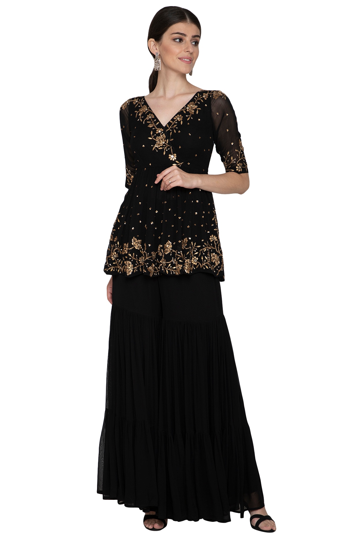 Buy online Sequined Crop Top And Sharara Set from ethnic wear for Women by  Mode Connection for ₹1750 at 65% off | 2024 Limeroad.com