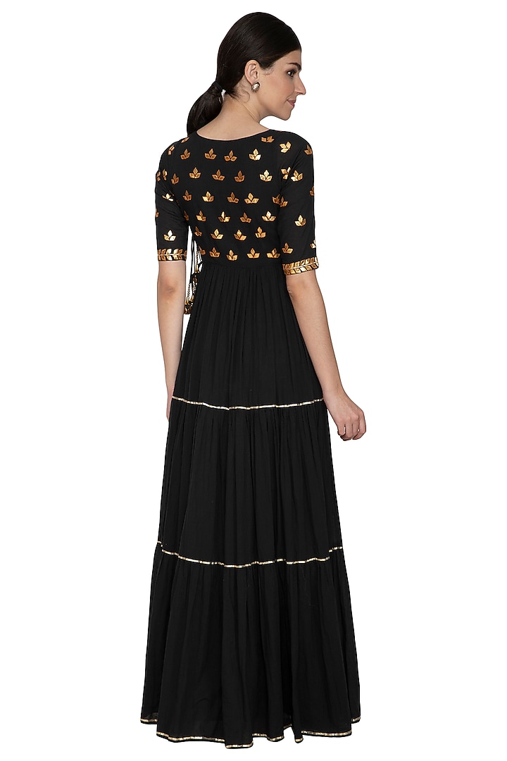 Black Embellished Party Wear Anarkali With Dupatta by Esha Koul at Pernia's Pop Up Shop