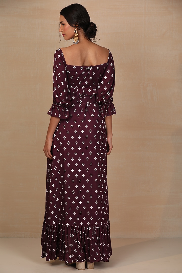 Purple Modal Satin Skirt Set by Esha Koul at Pernia's Pop Up Shop