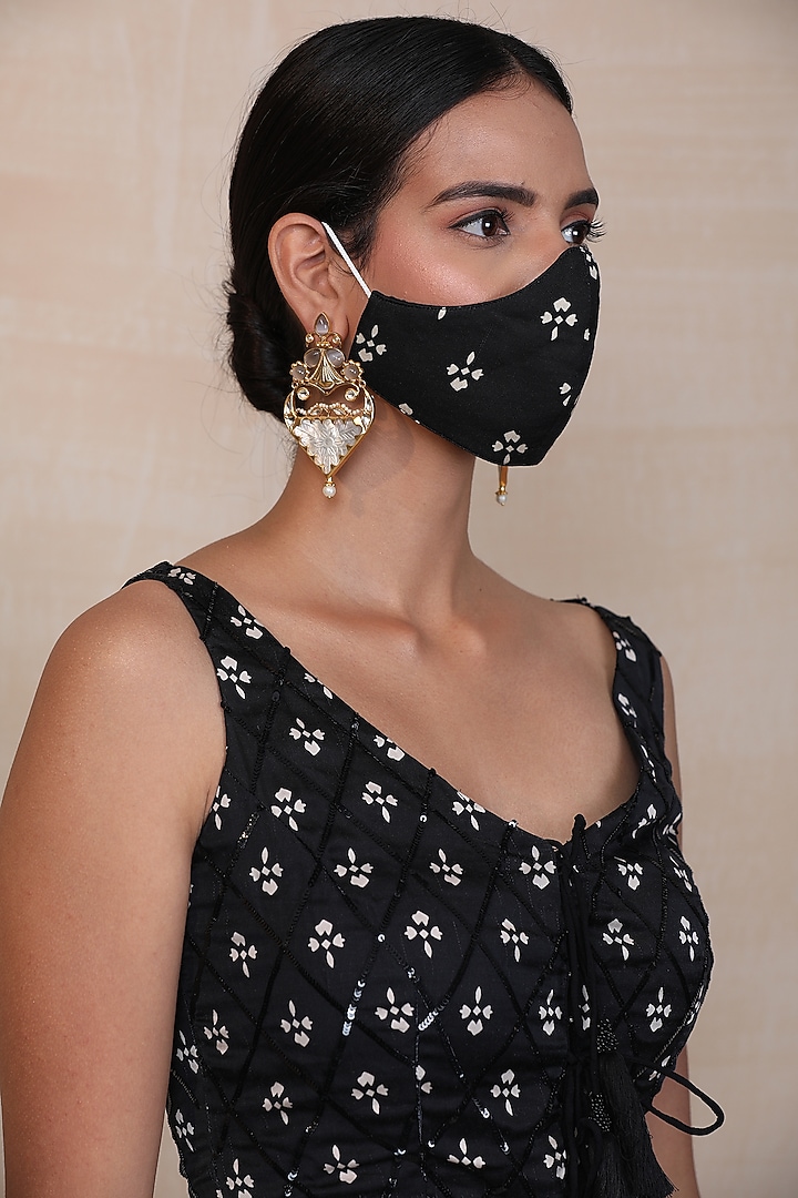Black Embroidered Top With Pants by Esha Koul at Pernia's Pop Up Shop