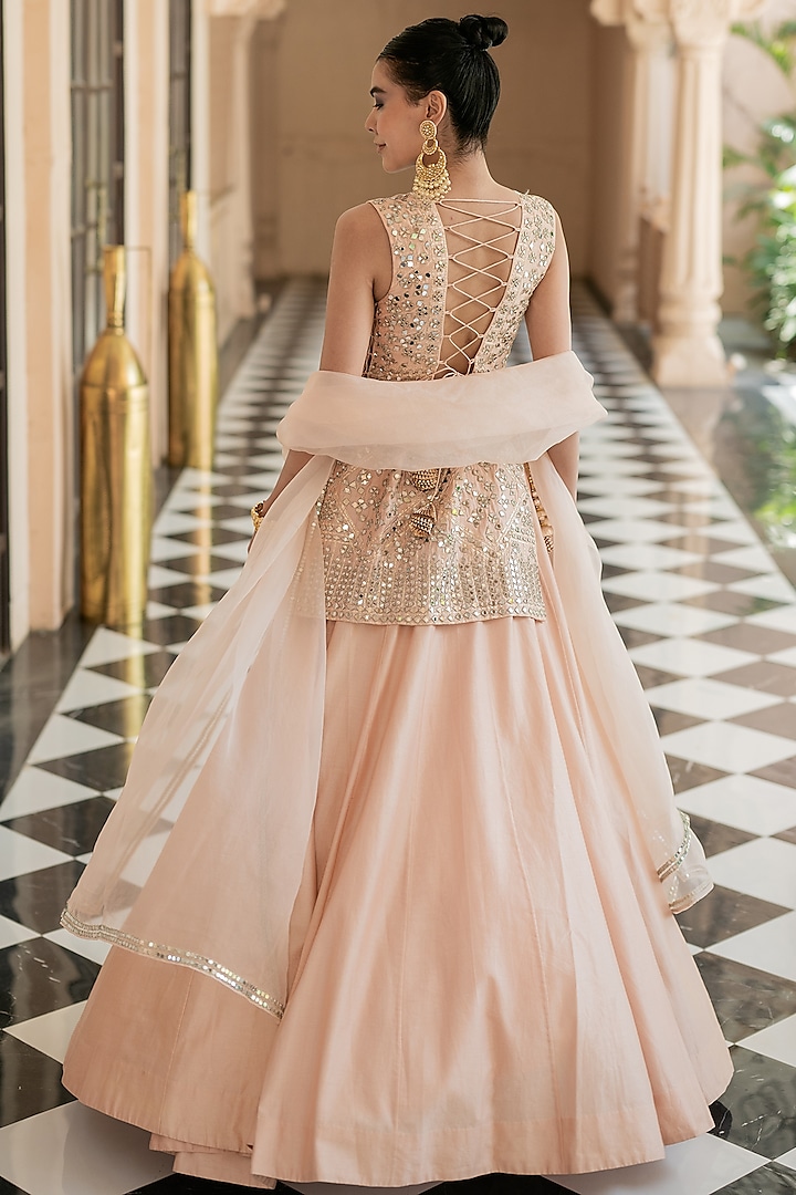 Pink Chanderi Wedding Lehenga Set by Esha Koul at Pernia's Pop Up Shop