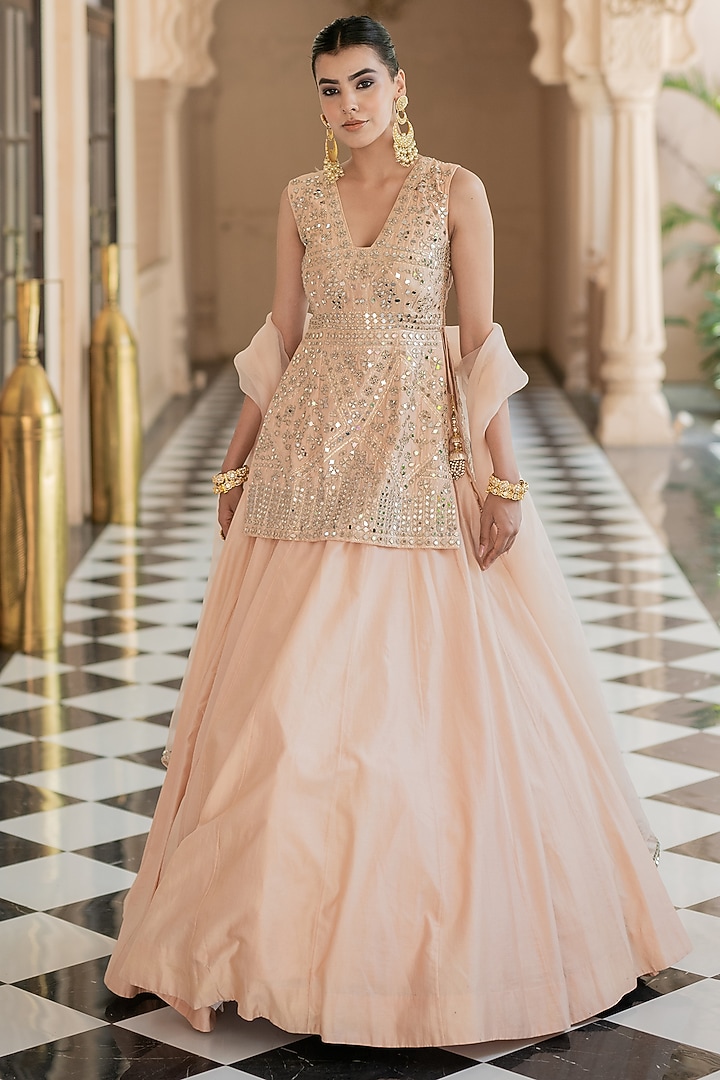 Pink Chanderi Wedding Lehenga Set by Esha Koul at Pernia's Pop Up Shop
