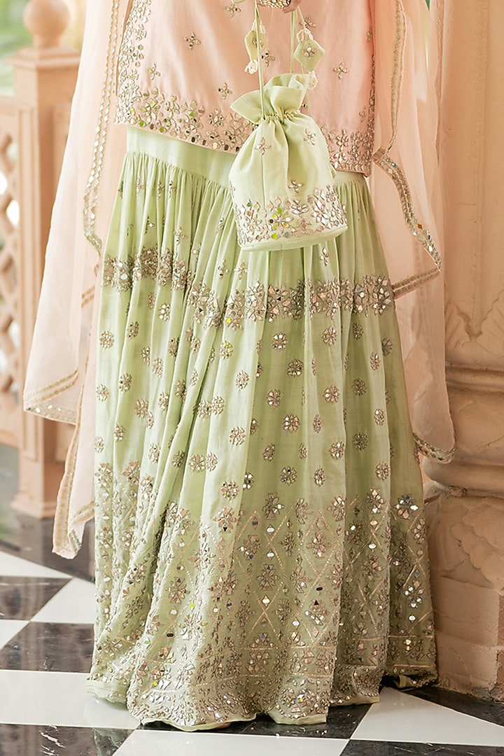 Mint Chanderi Embellished Wedding Sharara Set by Esha Koul at Pernia's Pop Up Shop