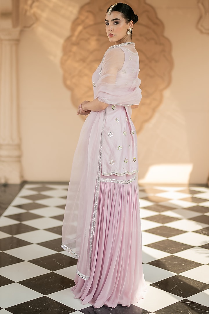 Lilac Georgette Embellished Wedding Sharara Set by Esha Koul at Pernia's Pop Up Shop