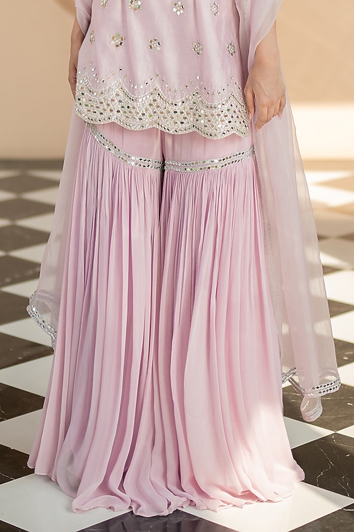 Lilac Georgette Embellished Wedding Sharara Set by Esha Koul at Pernia's Pop Up Shop