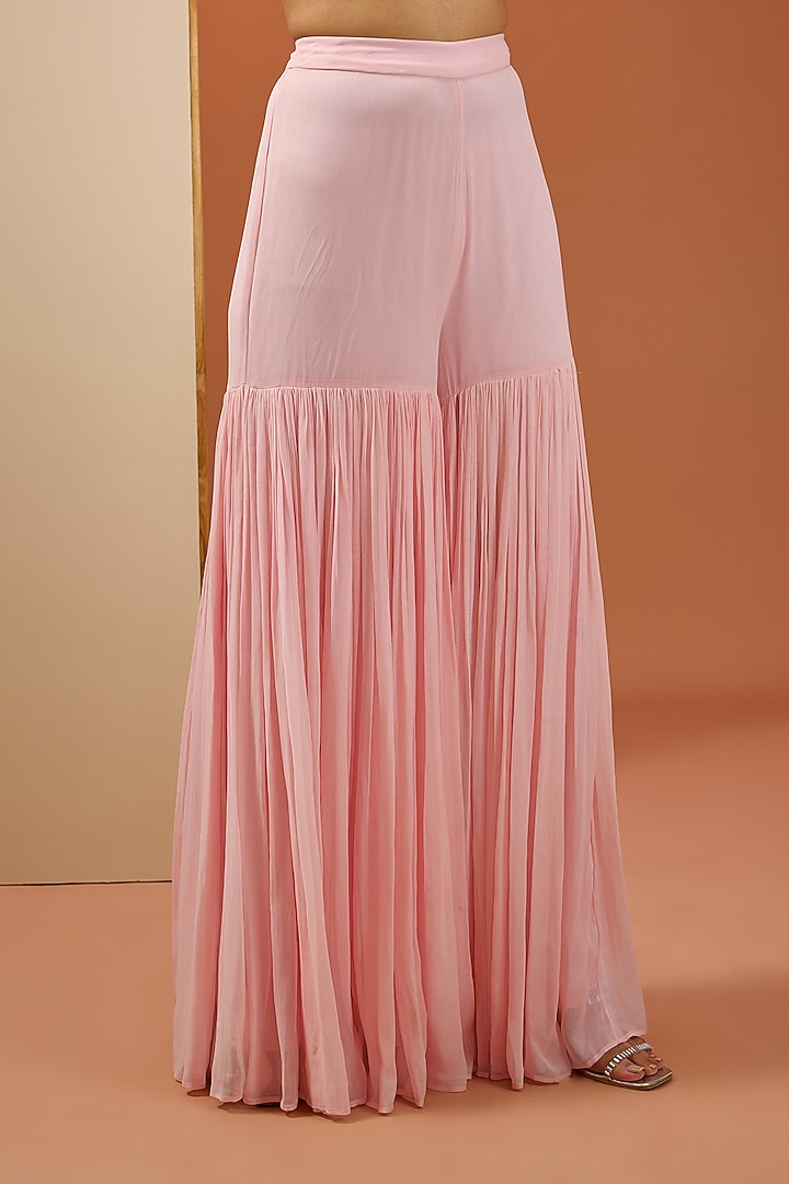 Pink Georgette & Organza Wedding Sharara Set by Esha Koul at Pernia's Pop Up Shop
