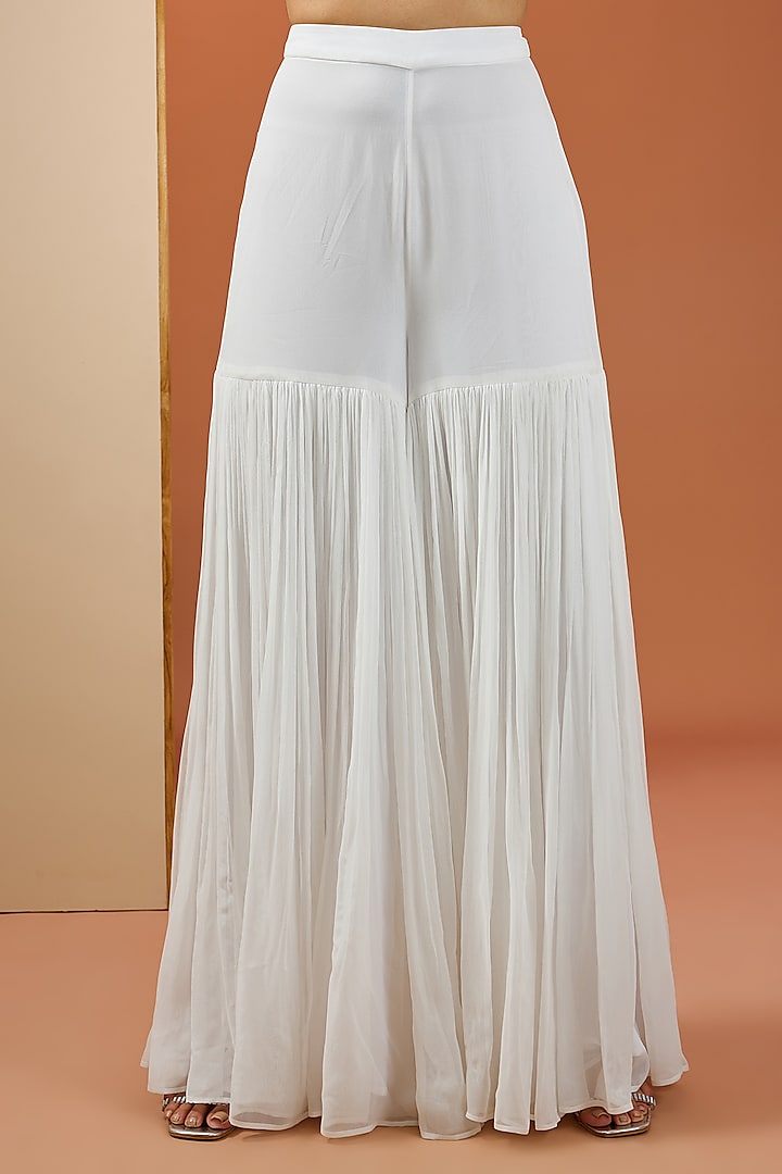 White Organza & Chanderi Wedding Sharara Set by Esha Koul at Pernia's Pop Up Shop