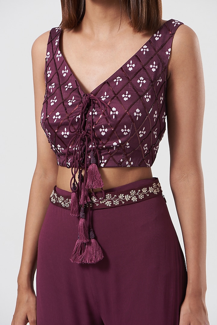 Purple Georgette Party Wear Sharara Set by Esha Koul at Pernia's Pop Up Shop