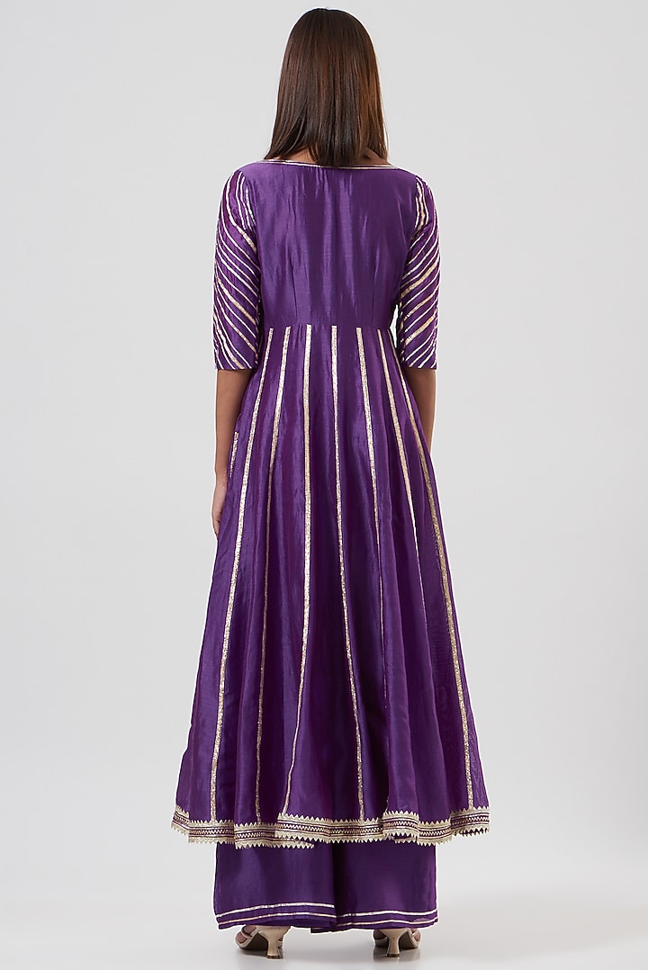 Purple Embroidered Party Wear Anarkali Set by Esha Koul at Pernia's Pop Up Shop
