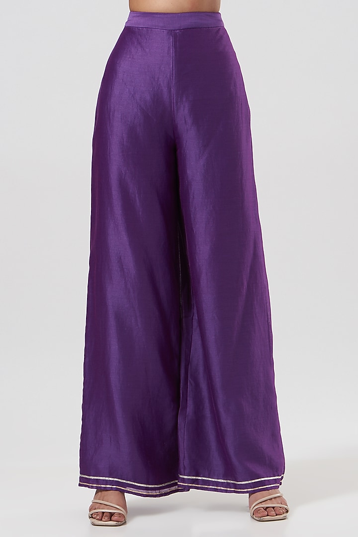 Purple Embroidered Party Wear Anarkali Set by Esha Koul at Pernia's Pop Up Shop
