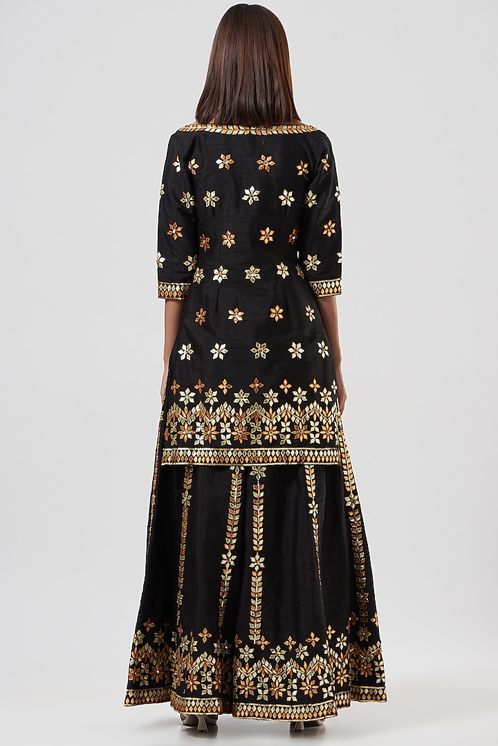 Black Embroidered Wedding Sharara Set by Esha Koul at Pernia's Pop Up Shop