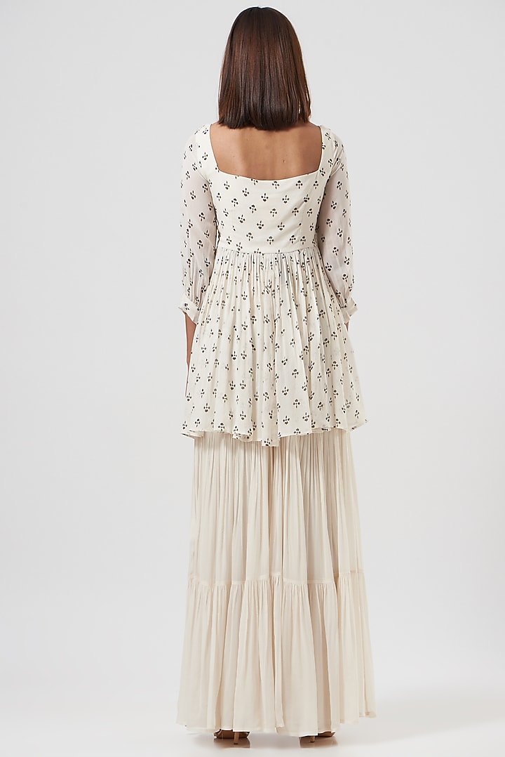 Off White Georgette Wedding Sharara Set by Esha Koul at Pernia's Pop Up Shop