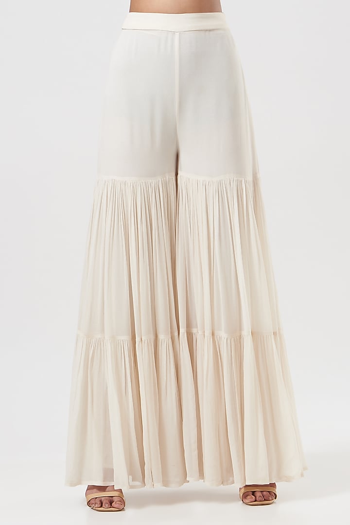 Off White Georgette Wedding Sharara Set by Esha Koul at Pernia's Pop Up Shop