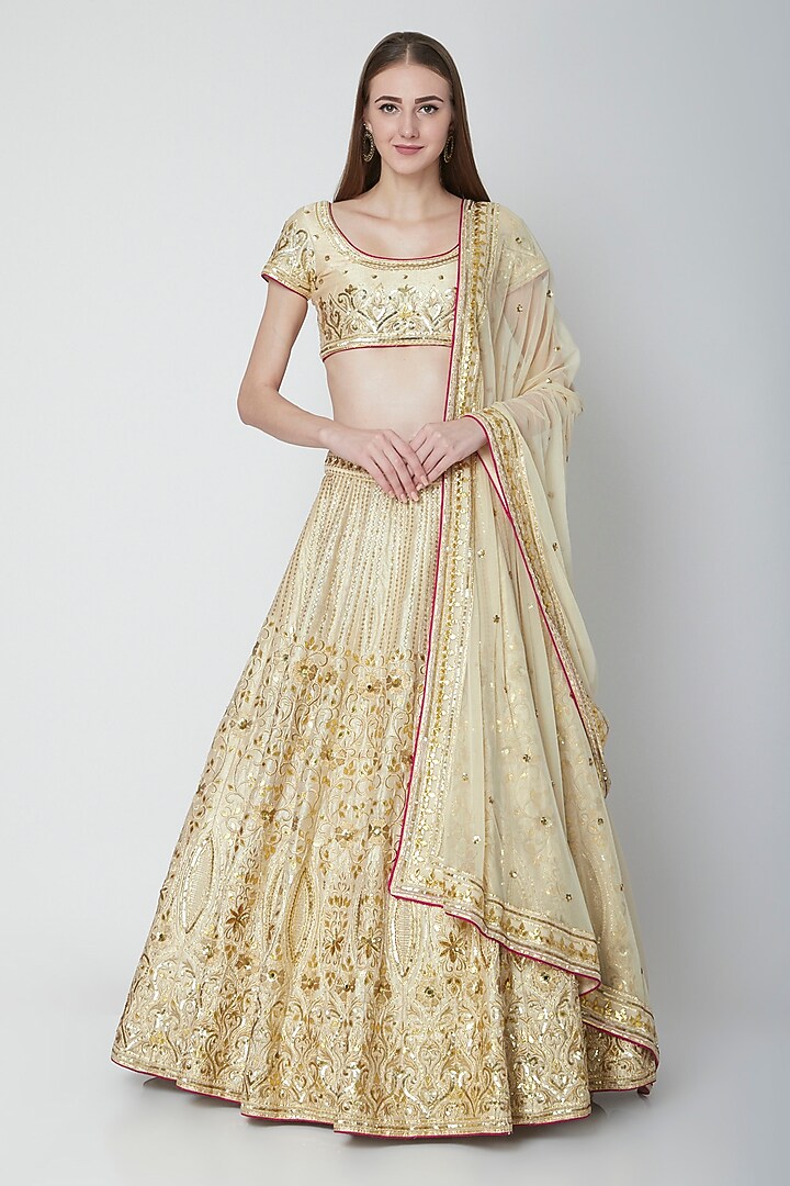 Golden Embellished Bridal Lehenga Set by Esha Koul at Pernia's Pop Up Shop