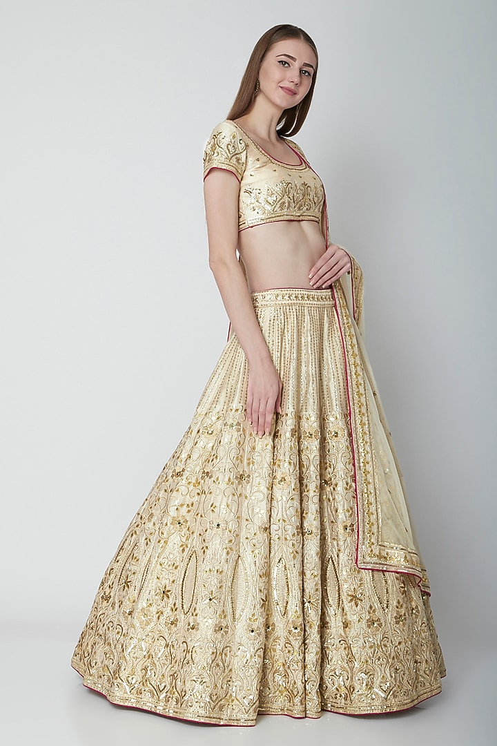 Golden Embellished Bridal Lehenga Set by Esha Koul at Pernia's Pop Up Shop