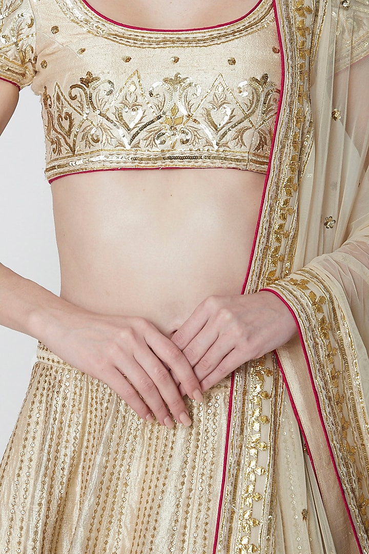 Golden Embellished Bridal Lehenga Set by Esha Koul at Pernia's Pop Up Shop