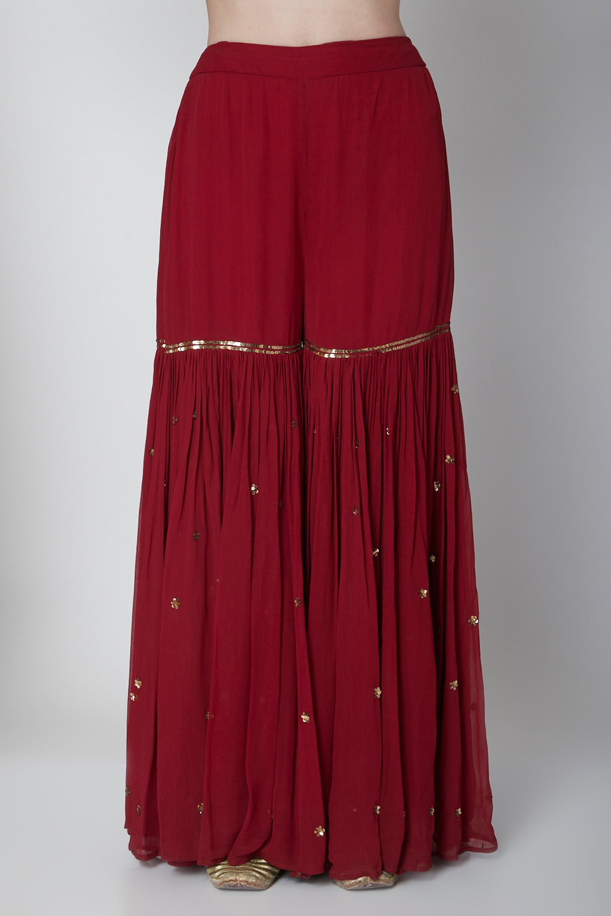 Fawn Embellished Rayon Gharara