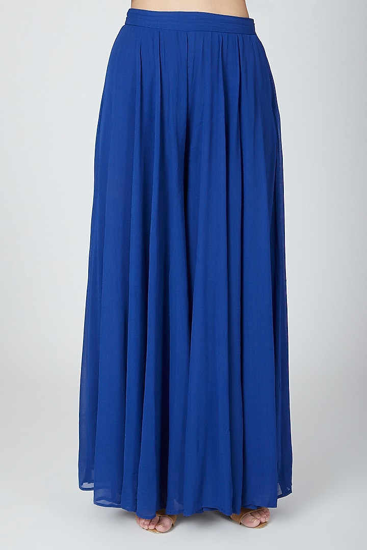 Cobalt Blue Embellished Wedding Anarkali Set by Esha Koul at Pernia's Pop Up Shop