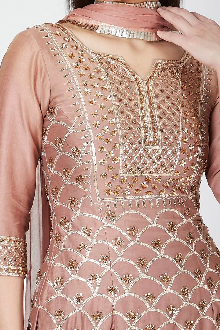Champagne Embellished Wedding Sharara Set by Esha Koul at Pernia's Pop Up Shop