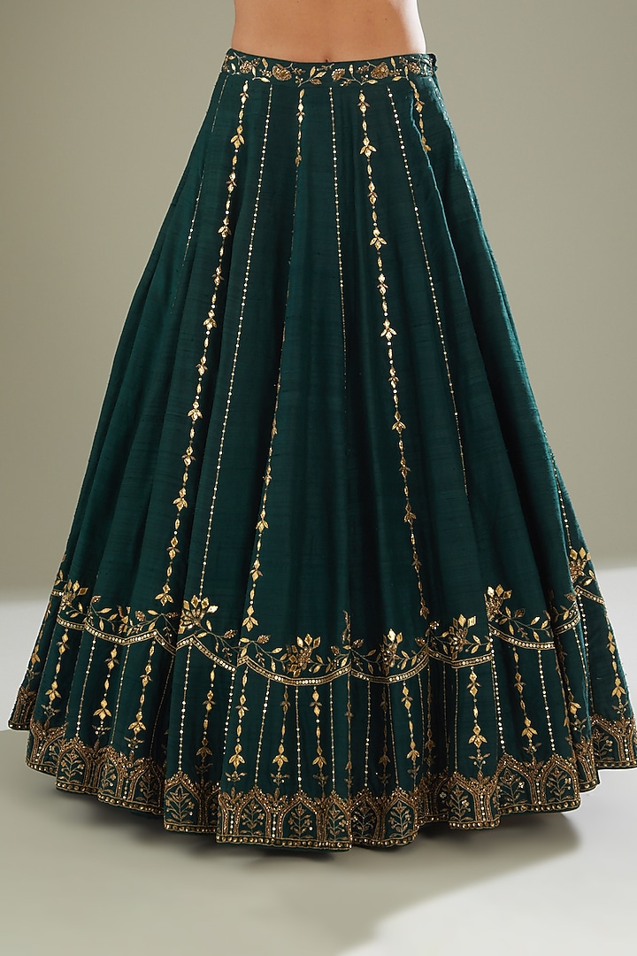 Mehendi Green Embroidered Wedding Lehenga Set by Esha Koul at Pernia's Pop Up Shop