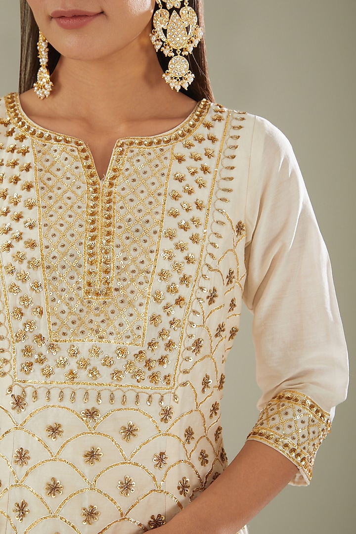 White Georgette Wedding Sharara Set by Esha Koul at Pernia's Pop Up Shop