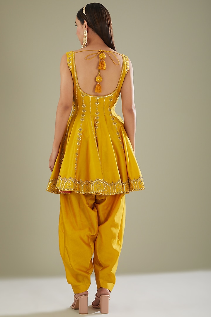 Mustard Chanderi Dhoti Set by Esha Koul at Pernia's Pop Up Shop