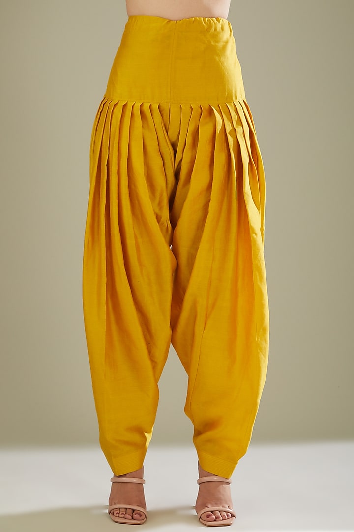 Mustard Chanderi Dhoti Set by Esha Koul at Pernia's Pop Up Shop