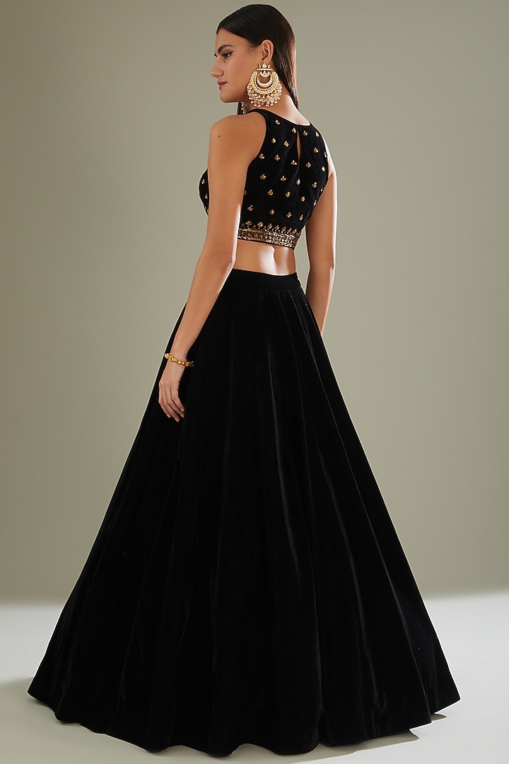 Black Velvet Wedding Lehenga Set by Esha Koul at Pernia's Pop Up