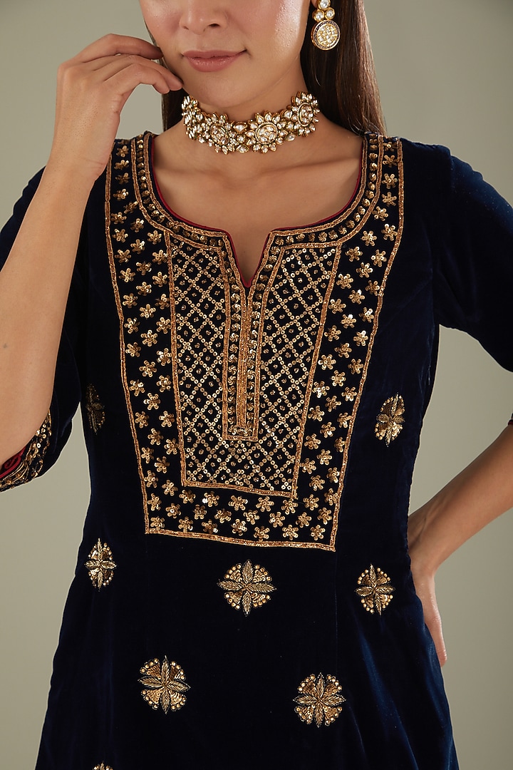 Blue Georgette Wedding Sharara Set by Esha Koul at Pernia's Pop Up Shop