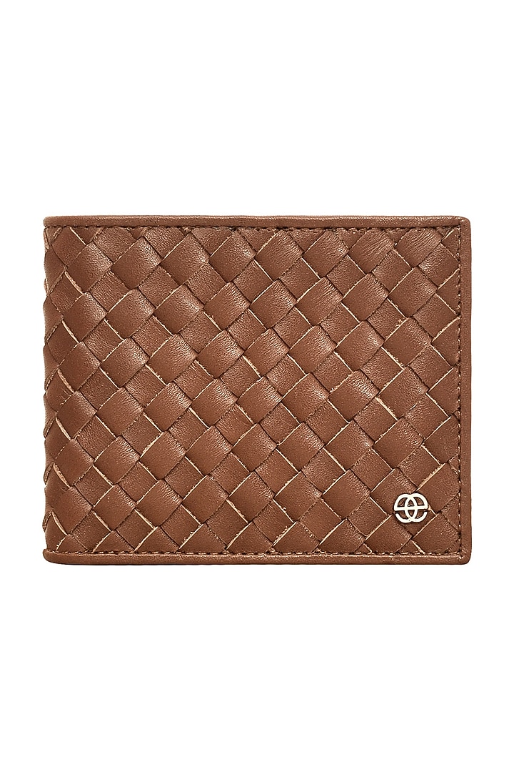 Dark Tan Braided Leather Wallet  by ESKE at Pernia's Pop Up Shop