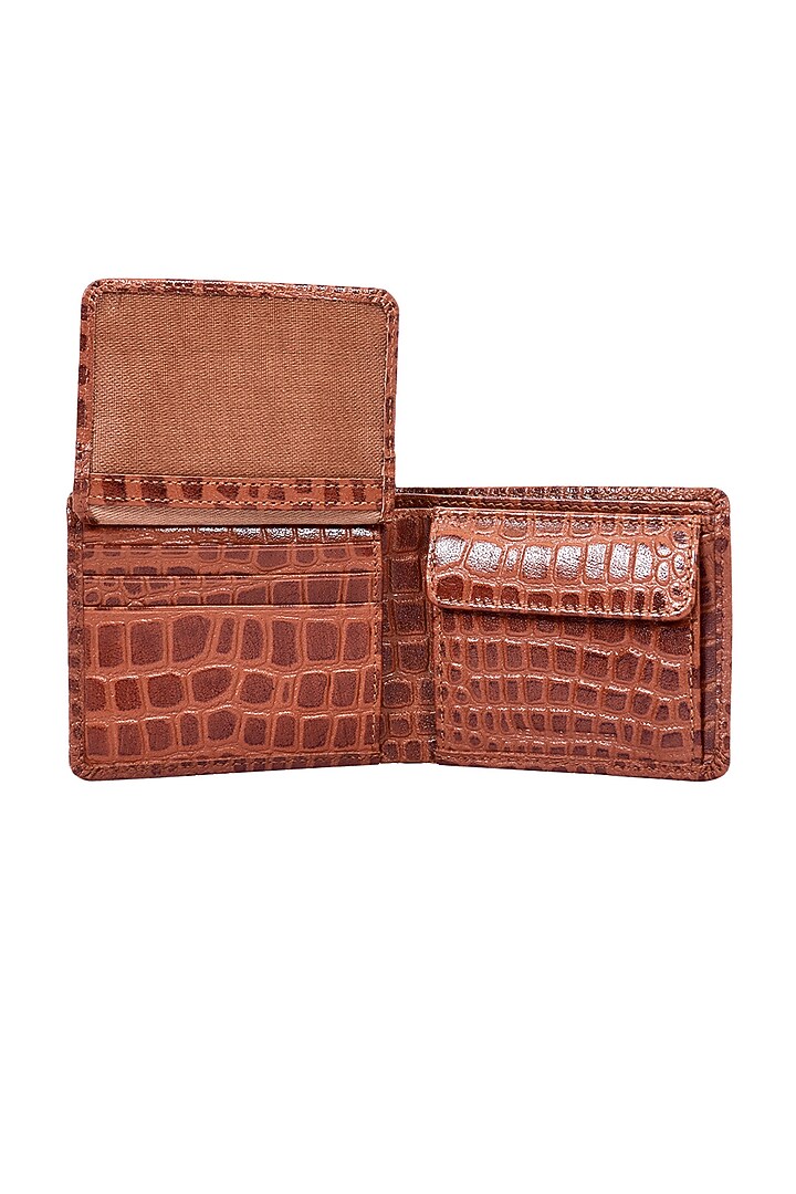 Dark Tan Leather Bi-Fold Wallet by ESKE at Pernia's Pop Up Shop