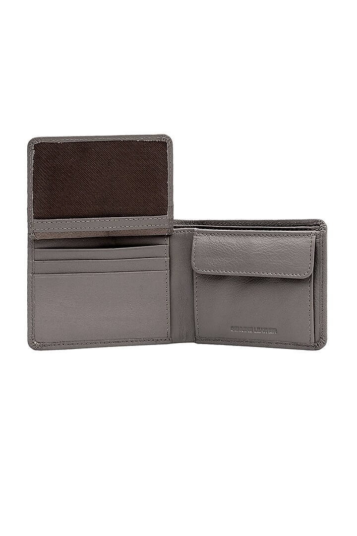 Grey Leather Bi-Fold Wallet by ESKE at Pernia's Pop Up Shop