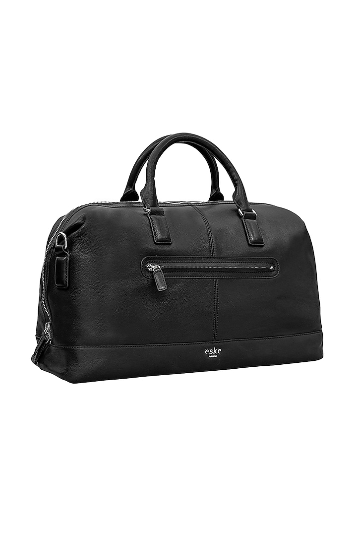 Black Leather Duffle Bag by ESKE at Pernia's Pop Up Shop
