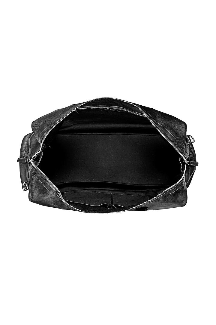 Black Leather Duffle Bag by ESKE at Pernia's Pop Up Shop
