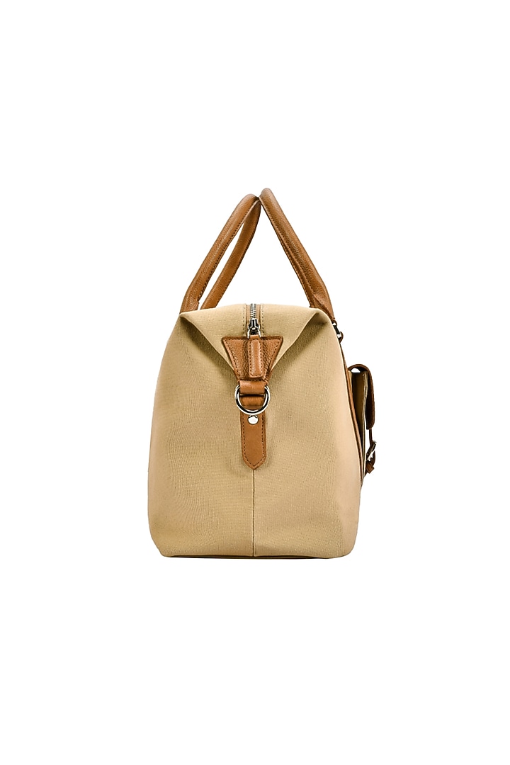 Beige Leather Duffle Bag by ESKE at Pernia's Pop Up Shop