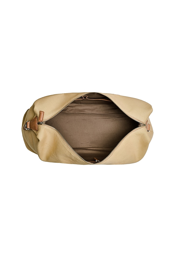 Beige Leather Duffle Bag by ESKE at Pernia's Pop Up Shop
