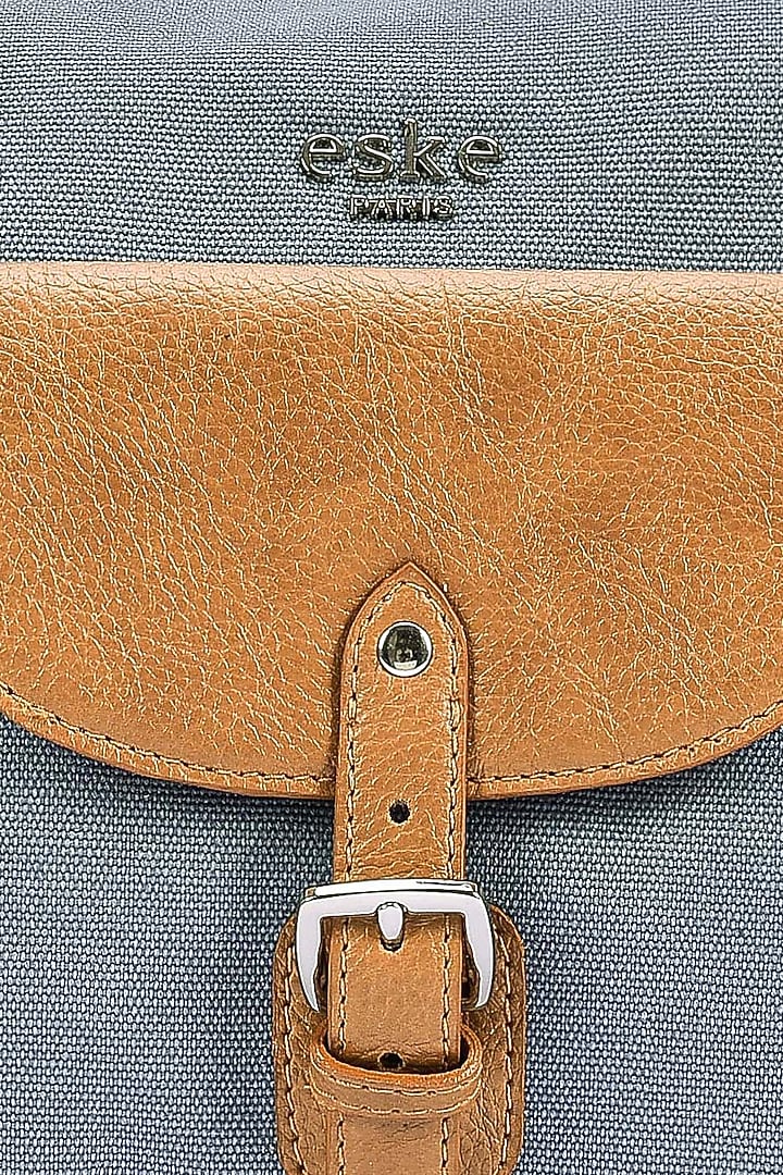 Blue Leather Duffle Bag by ESKE at Pernia's Pop Up Shop