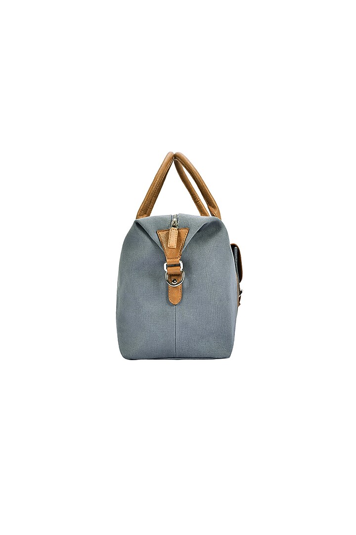 Blue Leather Duffle Bag by ESKE at Pernia's Pop Up Shop