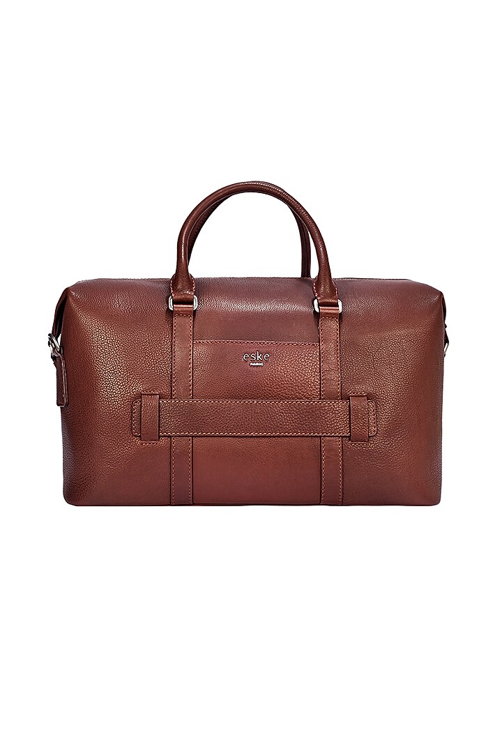 Chestnut Duffle Bag in Leather by ESKE at Pernia's Pop Up Shop