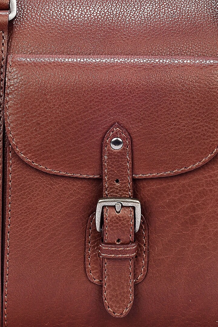 Chestnut Duffle Bag in Leather by ESKE at Pernia's Pop Up Shop