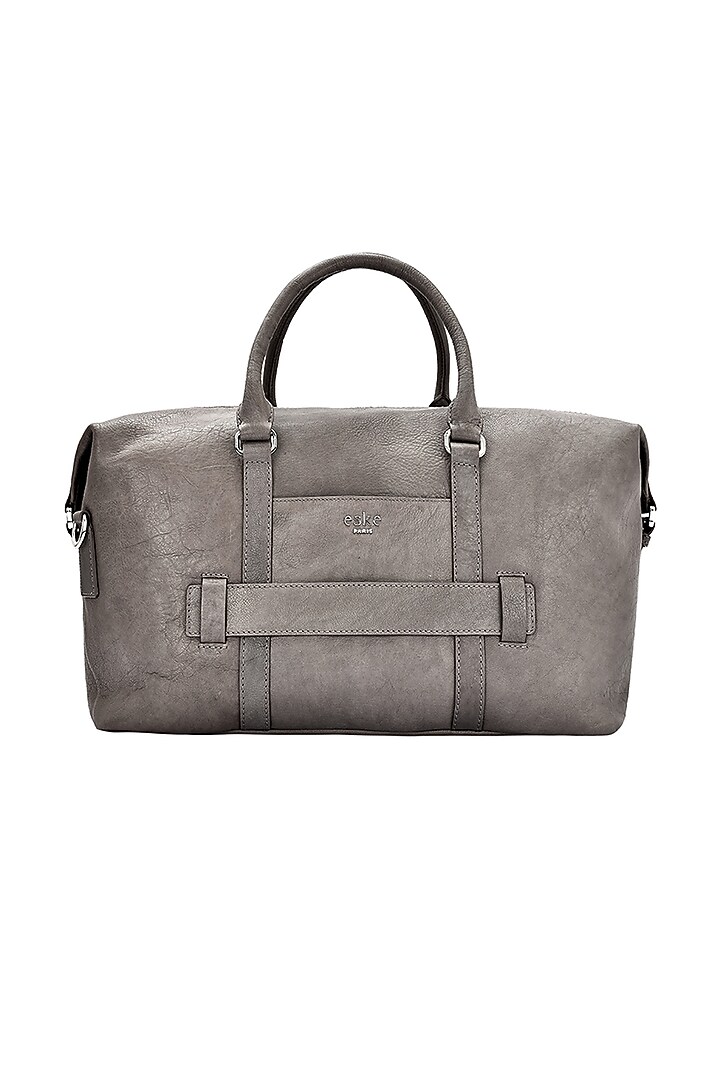Grey Leather Duffle Bag by ESKE at Pernia's Pop Up Shop