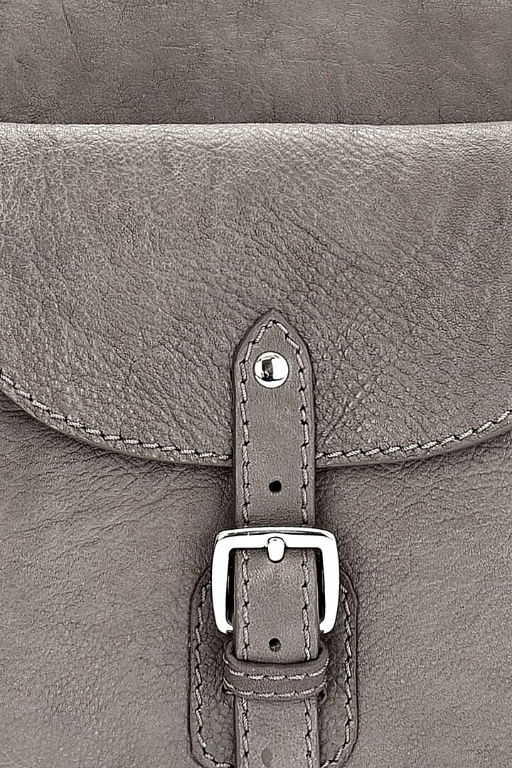 Grey Leather Duffle Bag by ESKE at Pernia's Pop Up Shop